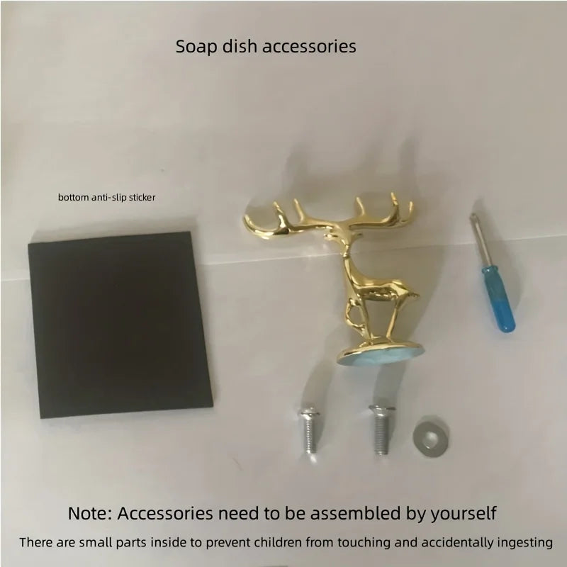 Self-draining Soap Dish Leaf Shaped Soap Box With Deer Decoration Soap Holder For Bathroom Kitchen Home Bathroom Decor