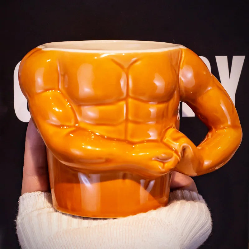 Creative Muscle Man Mug Home Breakfast Milk Coffee Mug Water Cups Boys Gym Trainer Funny Gift Mugs Holiday Gift