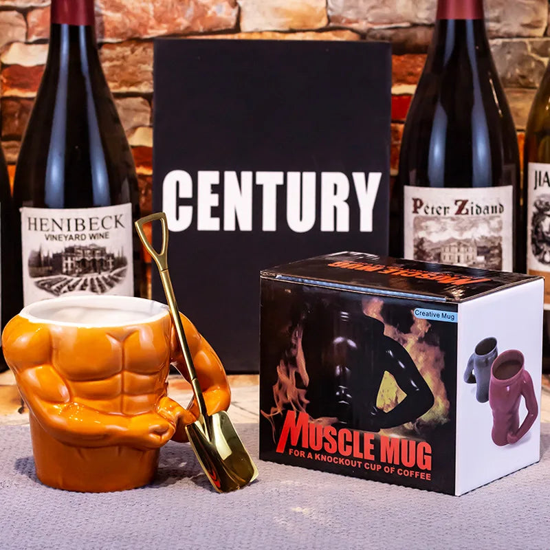 Creative Muscle Man Mug Home Breakfast Milk Coffee Mug Water Cups Boys Gym Trainer Funny Gift Mugs Holiday Gift