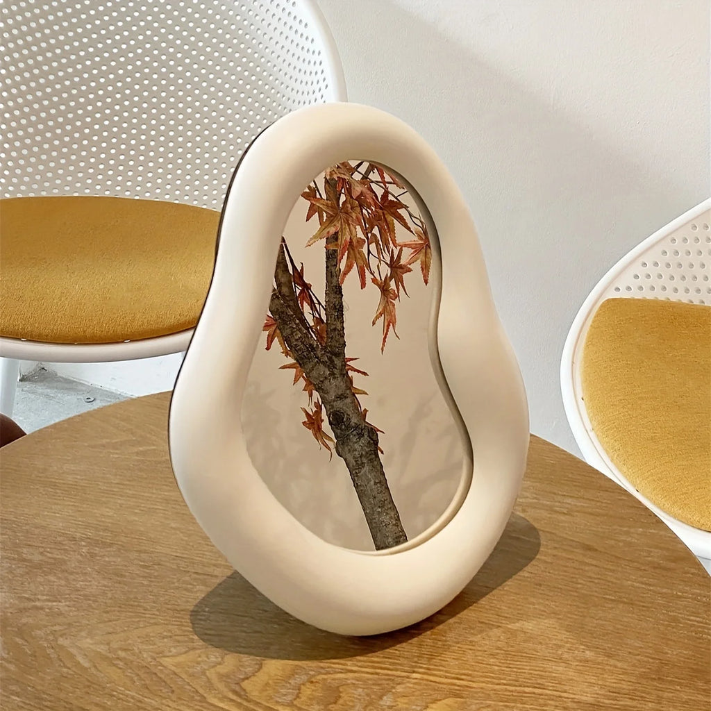 Ceramic Irregular Makeup Mirror, Simple Aesthetic Desktop Vanity Mirror for Bedroom Decoration