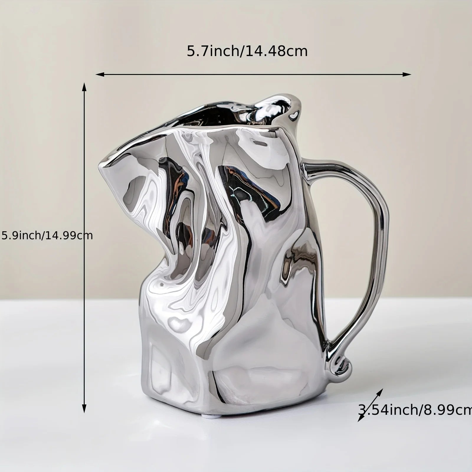 Creative Pleated Paper Bag Silvery Ceramic Vase Unique Aesthetic Vases For Living Room Coffee Table Bathroom Table Decor