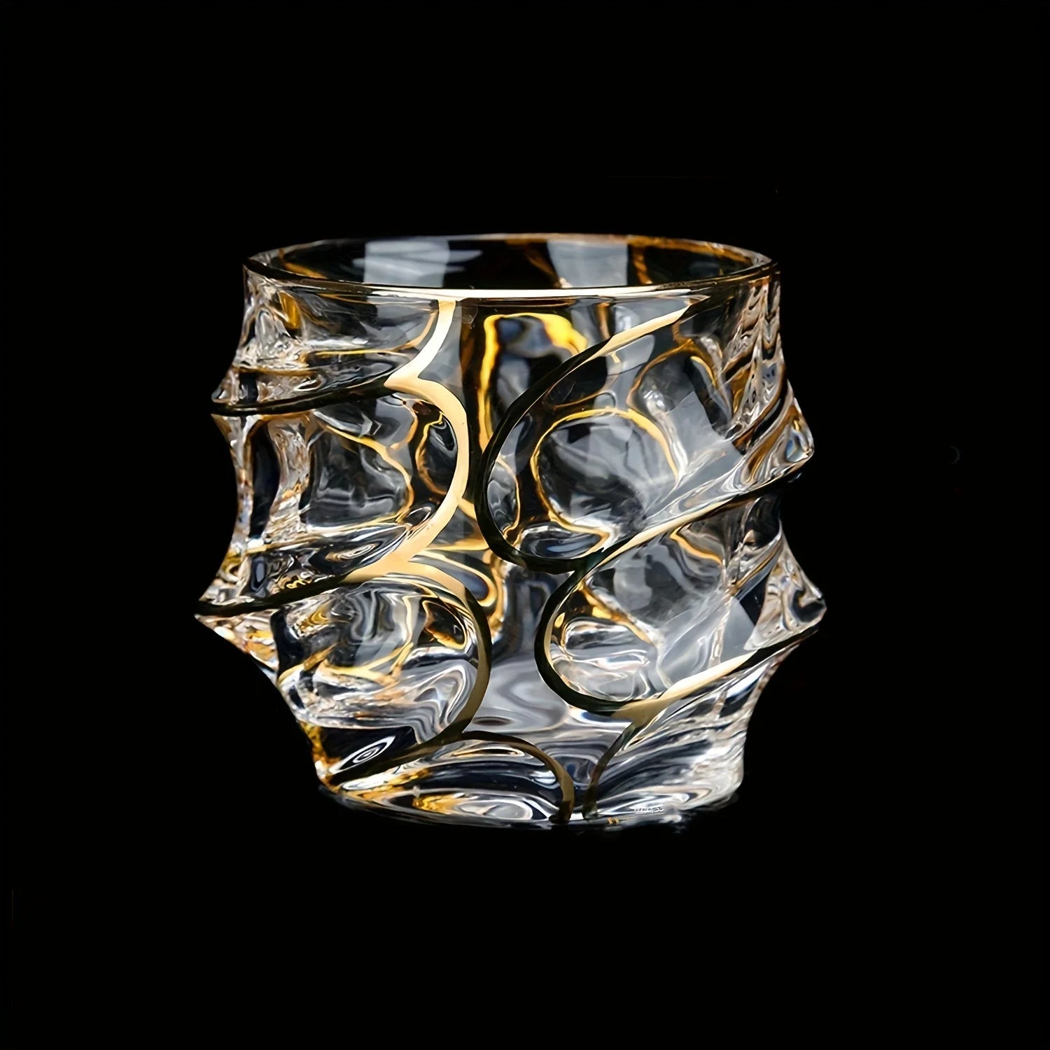Whiskey Glass Tumbler Golden Line Wine Whisky Glasses Golden Painted Crystal Barware Multi-Functional Beer Cocktail Cup