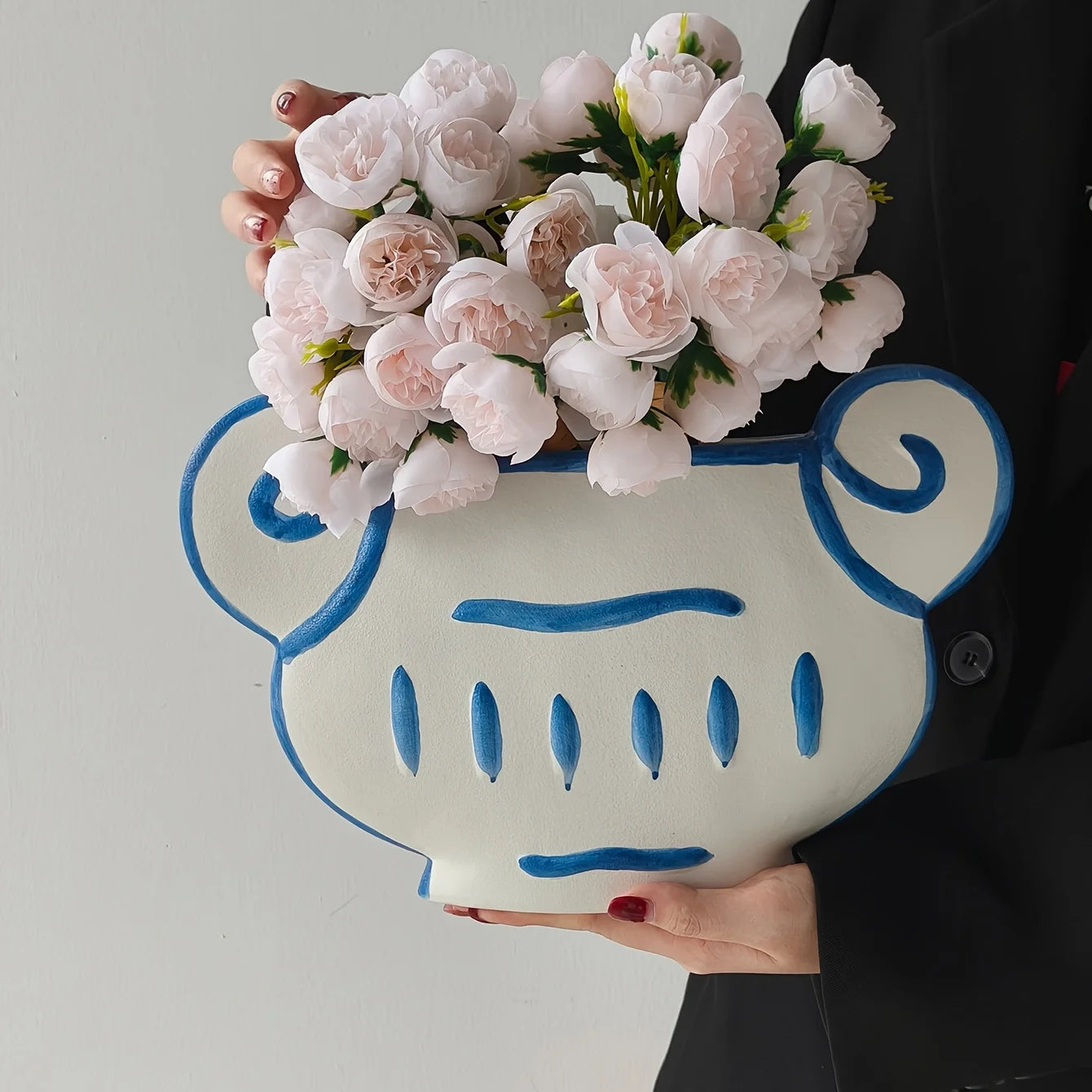 Hand Painted Retro Ceramic Vase for Home Decor Aesthetic Flower Holder Desktop Ornament Hydroponic