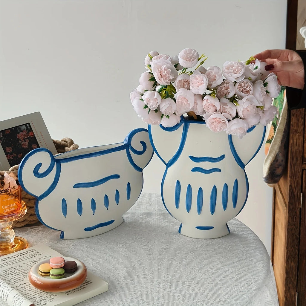 Hand Painted Retro Ceramic Vase for Home Decor Aesthetic Flower Holder Desktop Ornament Hydroponic