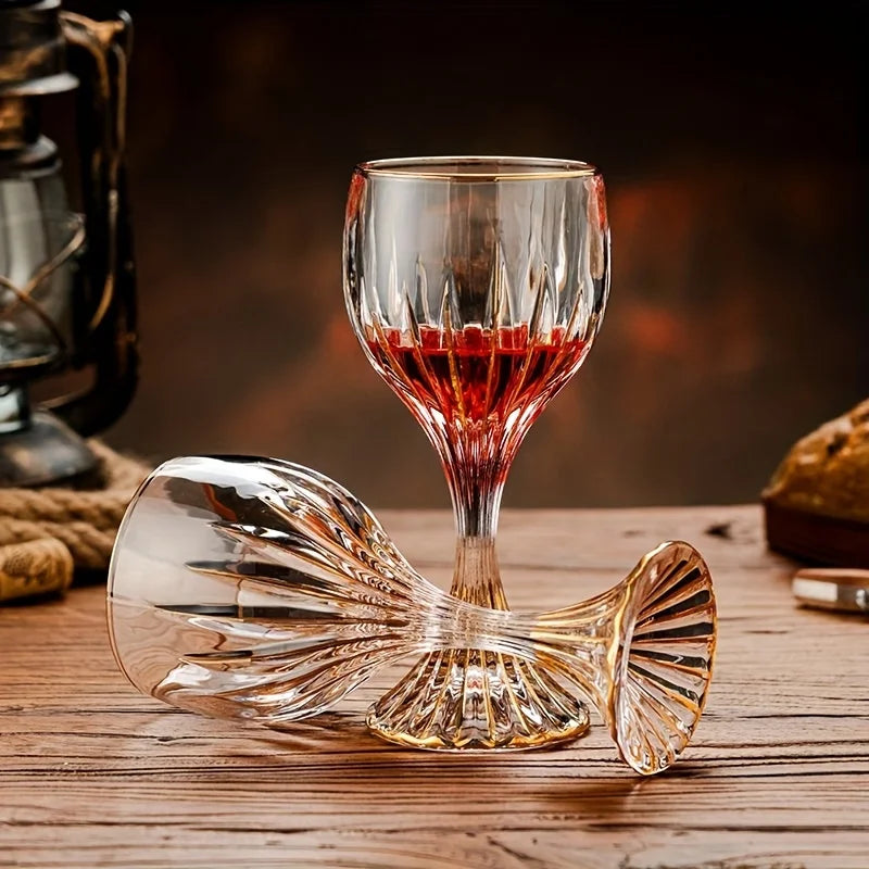 Luxury Crystal Gold Trim Wine Glass Lead Free Elegant Highball Champagne Cup for Home