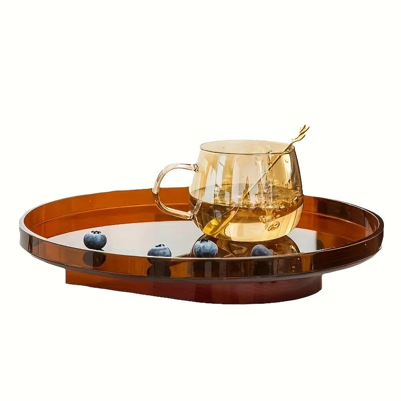 Acrylic Tray Transparent Rectangular & Round Trays For Coffee Table Bathroom Vanity Storage Glassware Organizer