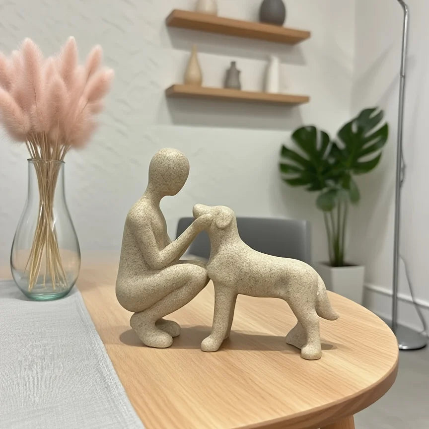 Creative Minimalist Art Figure with Dog Nordic Decor for Living Room Bar Cabinet Couple Home Ornament