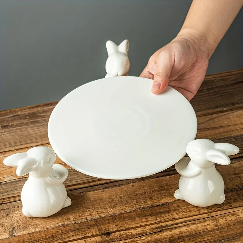 European Creative Ceramic Rabbit Cake Plate Wedding Dessert Stand Fruit Tray Home Decor