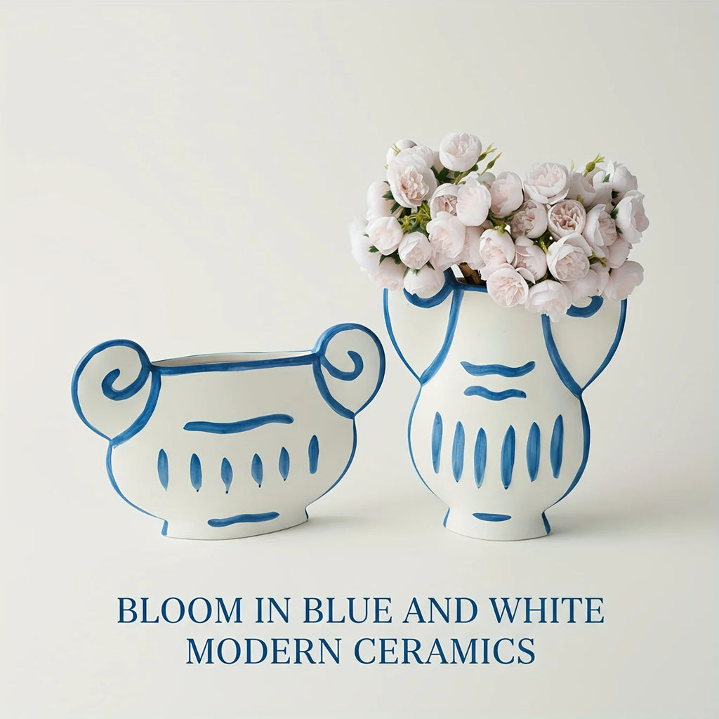 Hand Painted Retro Ceramic Vase for Home Decor Aesthetic Flower Holder Desktop Ornament Hydroponic