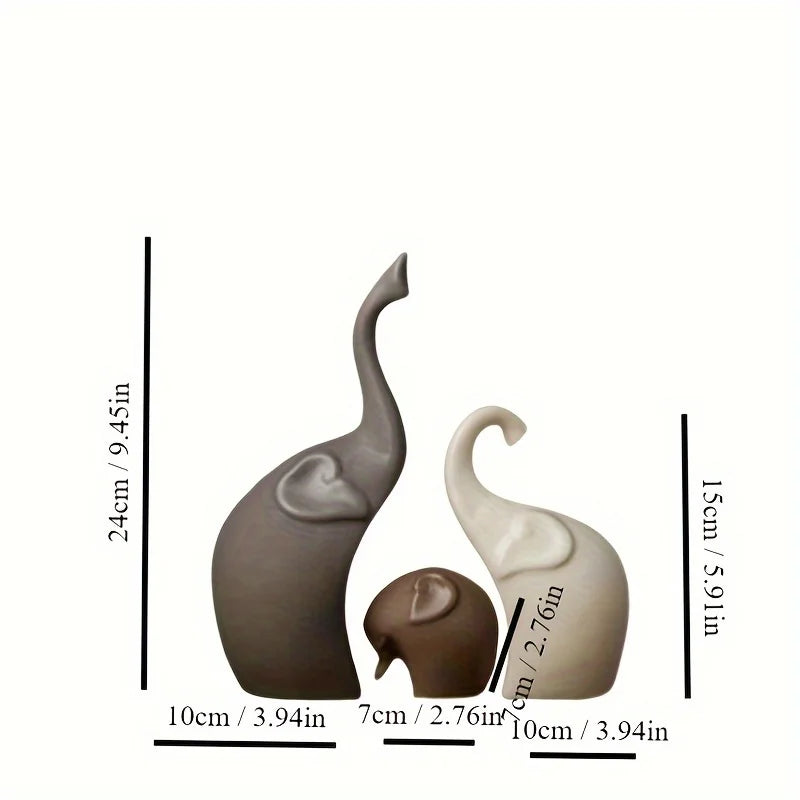 Nordic Matte Ceramic Elephant Family Figurines Modern Home Decor Animal Sculptures for Bookshelf Living Room Office Decor Gifts