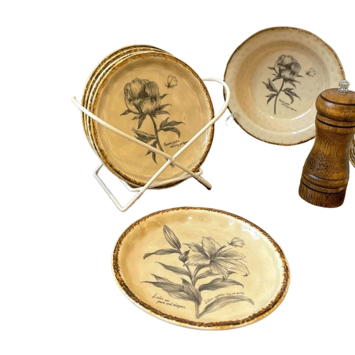 Vintage Ceramic 6 Inch Small Plate for Dessert Snack Fruit Cake Bone Spitting Dish Retro Home Tableware