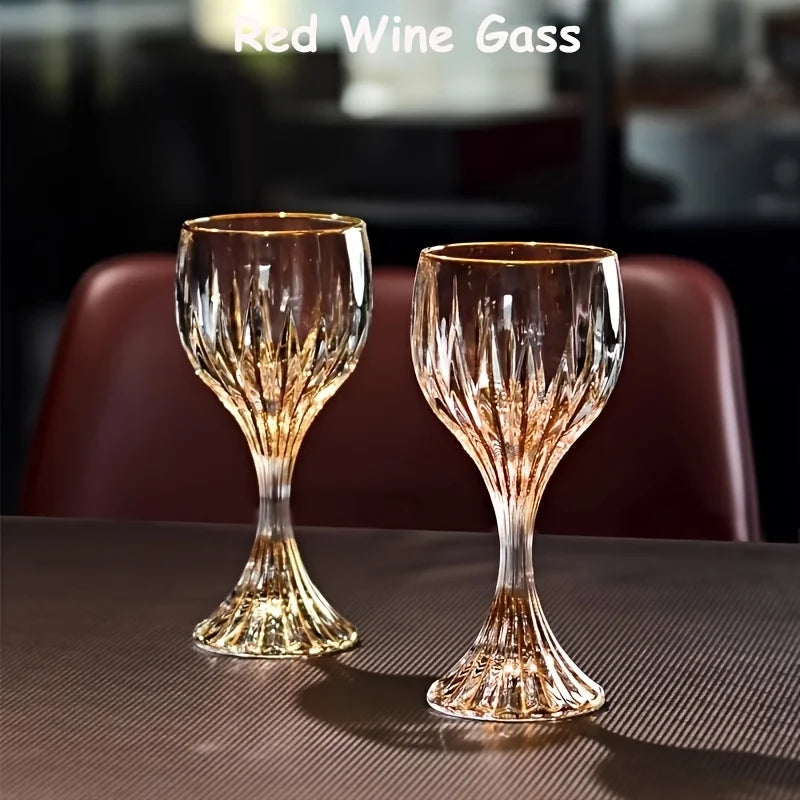 Luxury Crystal Gold Trim Wine Glass Lead Free Elegant Highball Champagne Cup for Home