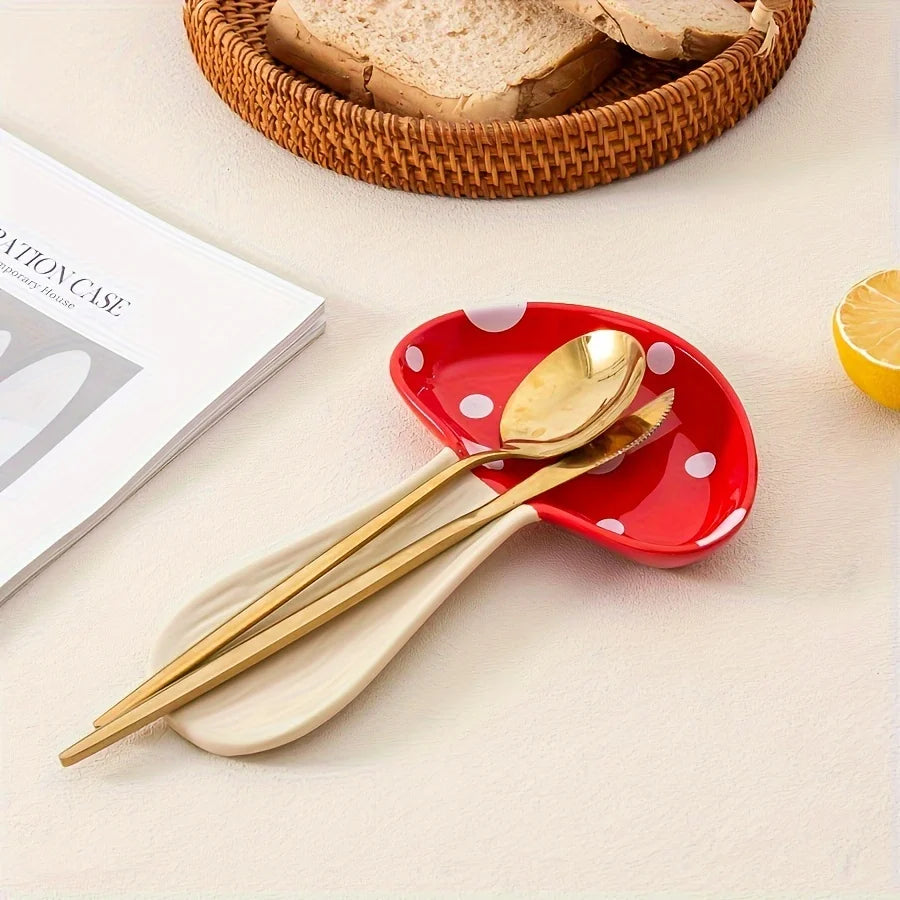 Modern Creative Mushroom Spoon Rest Heat Resistant Kitchen Dishware High Aesthetic Dining Tableware