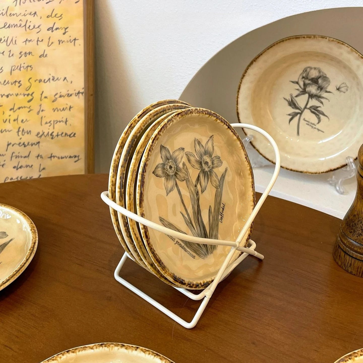 Vintage Ceramic 6 Inch Small Plate for Dessert Snack Fruit Cake Bone Spitting Dish Retro Home Tableware