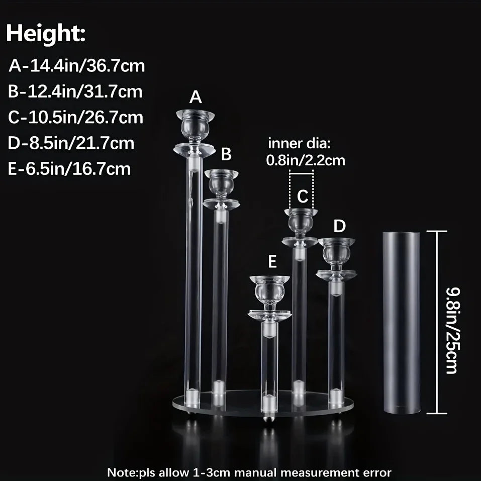 5 Arms Clear Candelabra Centerpieces Tall Acrylic Candelabra Candle Holder For Wedding Birthday Party Dining Table Home Decor