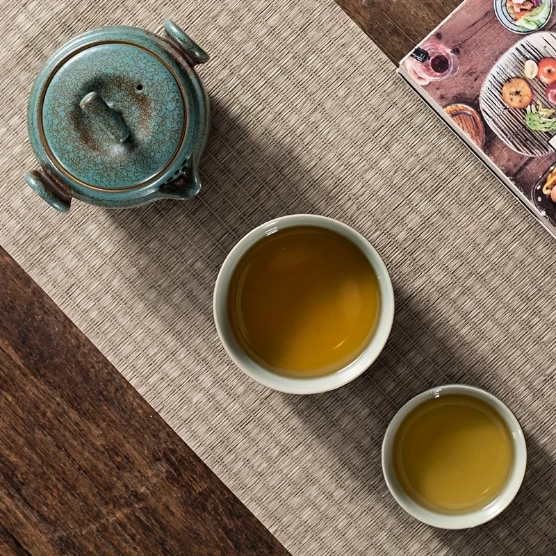 Handmade Kung Fu Ceramic Teapot and Tea Cup Set for Travel, Office, Living Room, Camping - Portable and Creative Gift