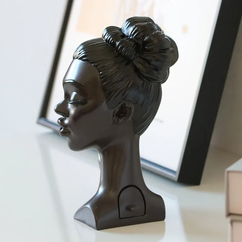 Cross Border New Black Lady Incense Burner Creative Desktop Decor Resin Craft African Sculpture