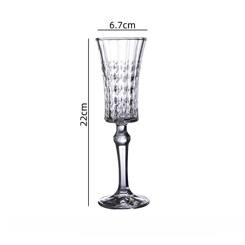 French Vintage Etched Glass Champagne Flute Wine Cup Ins Style Highball Goblet