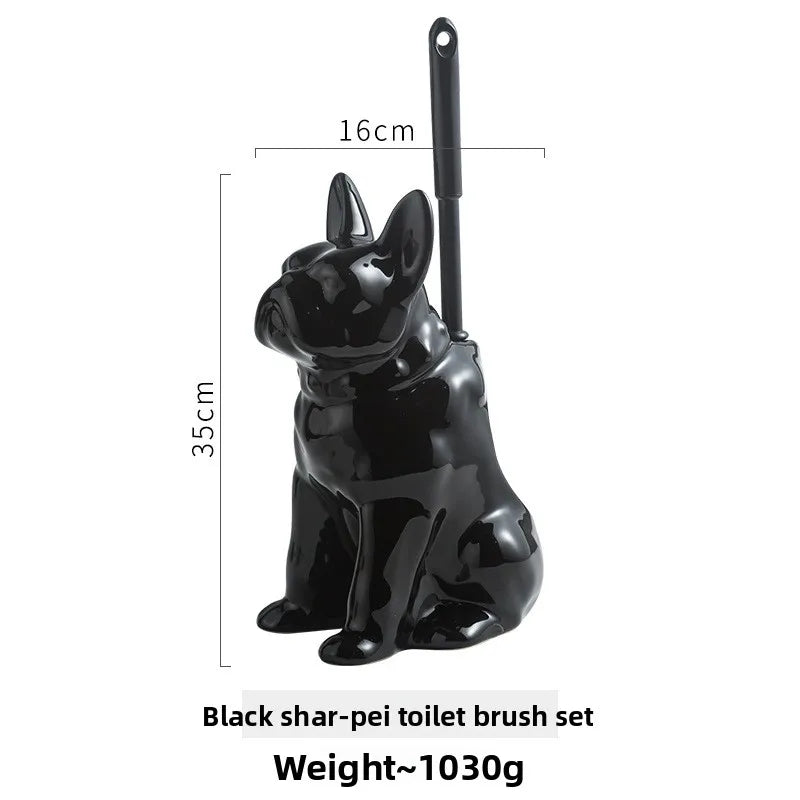 Creative Ceramic Toilet Brush Set with Plastic Bristles Minimalist Bathroom Cleaning Tool