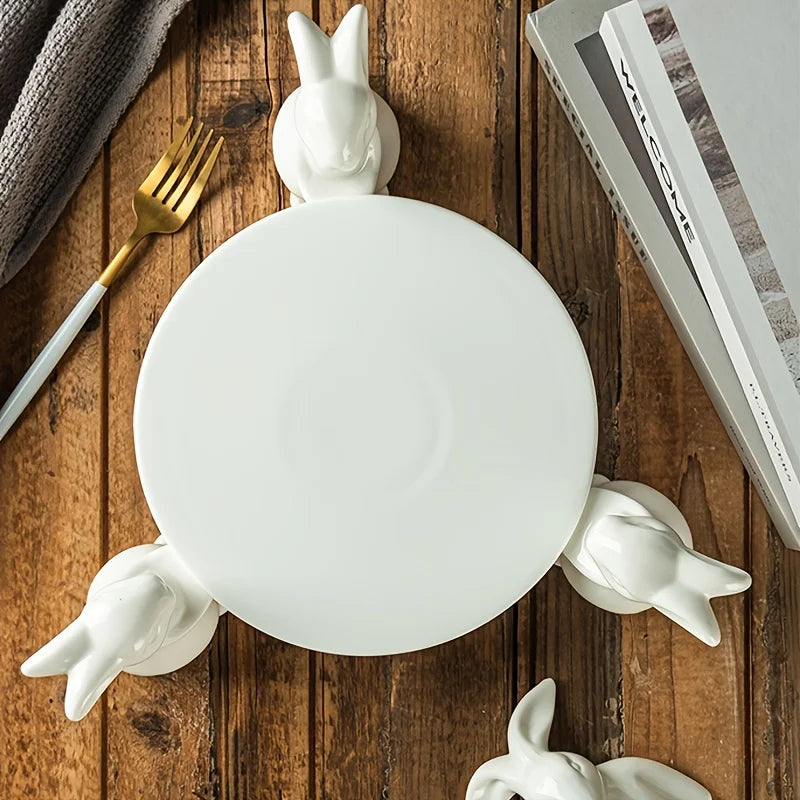 European Creative Ceramic Rabbit Cake Plate Wedding Dessert Stand Fruit Tray Home Decor