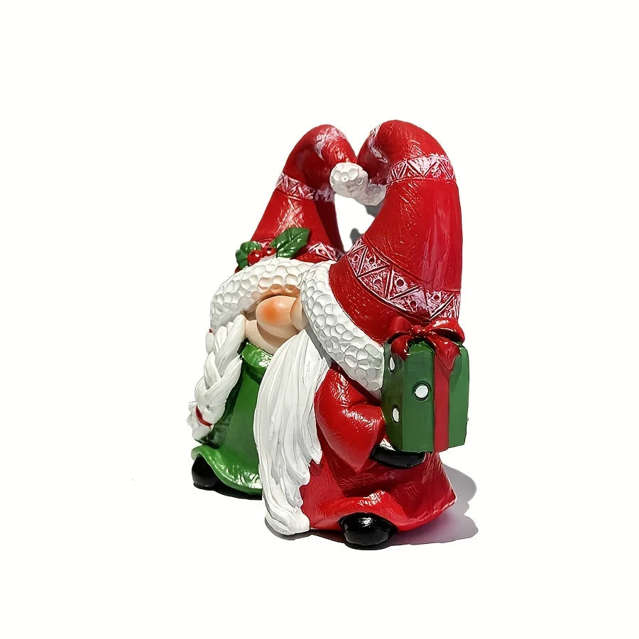 New Resin Christmas Couple Figurine Creative Holiday Decor Home Desktop Ornament Gift