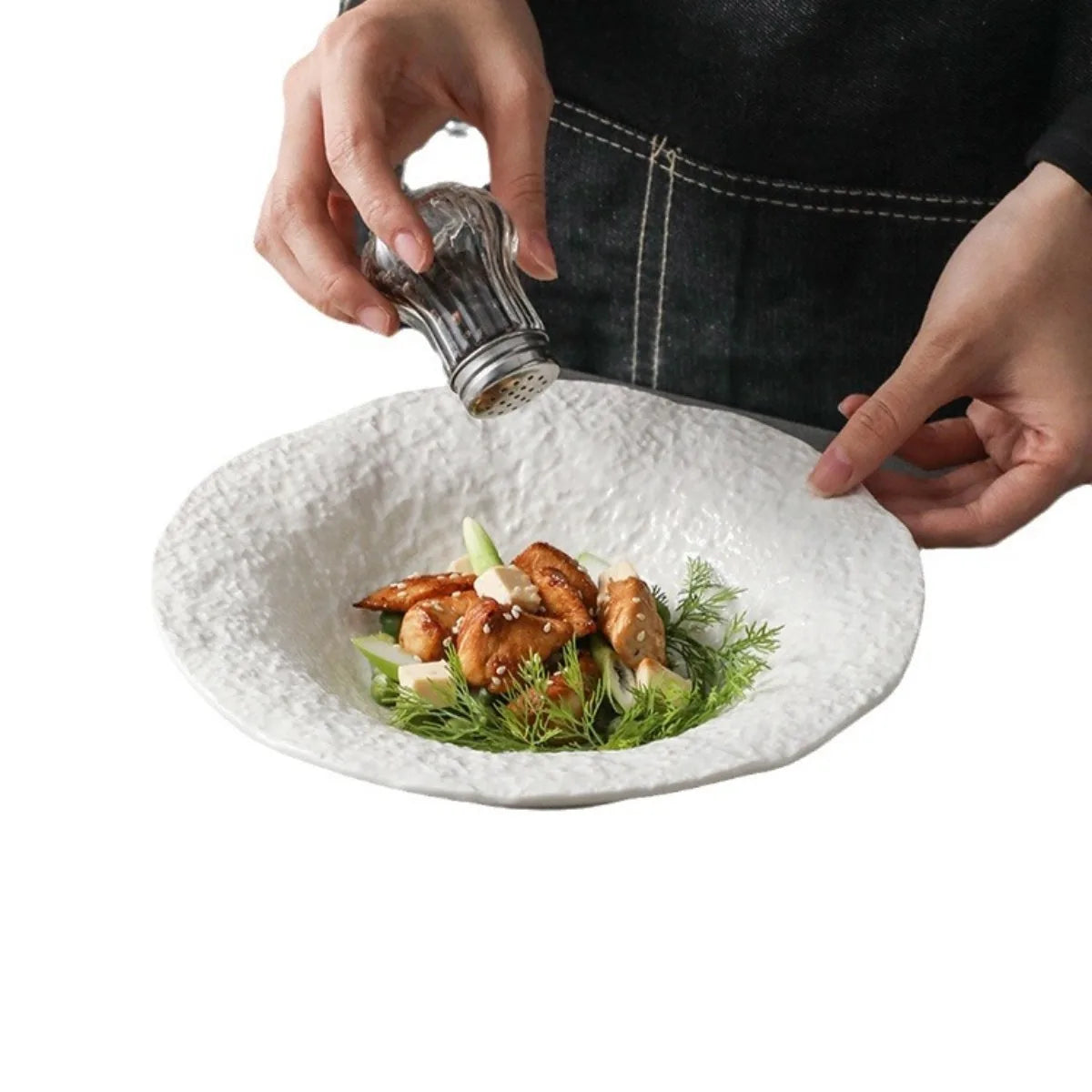 Rock Pattern Ceramic Plate Deep Dish Soup Plate Irregular Salad Bowl Western Dinnerware