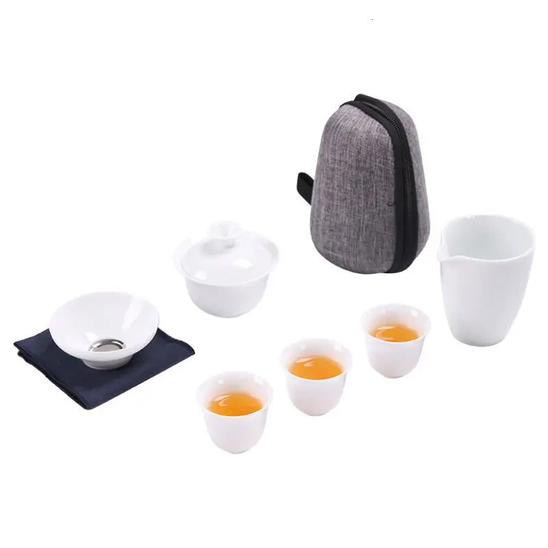 Tea Cups Porcelain Service Gaiwan Mug of Ceremony Teapot Chinese Portable Kung Fu Travel Set Ceramic Teacup with Filter