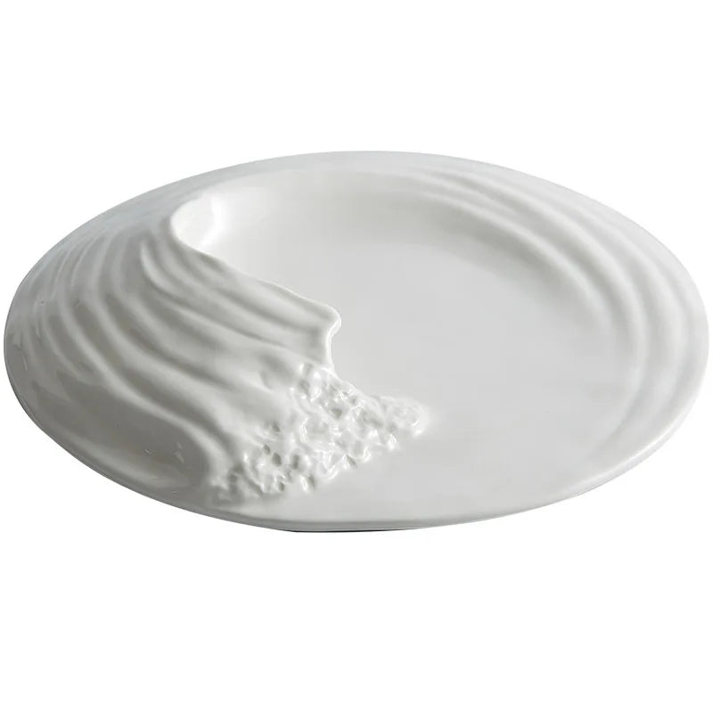Chic Sea Wave Fusion Ceramic Dinner Plate Restaurant Hotel Grade Cold Dish Presentation