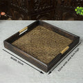 Thai Style Rattan Wooden Tray Southeast Asian Beauty Salon Hotel Tea Cup Storage Serving Tray