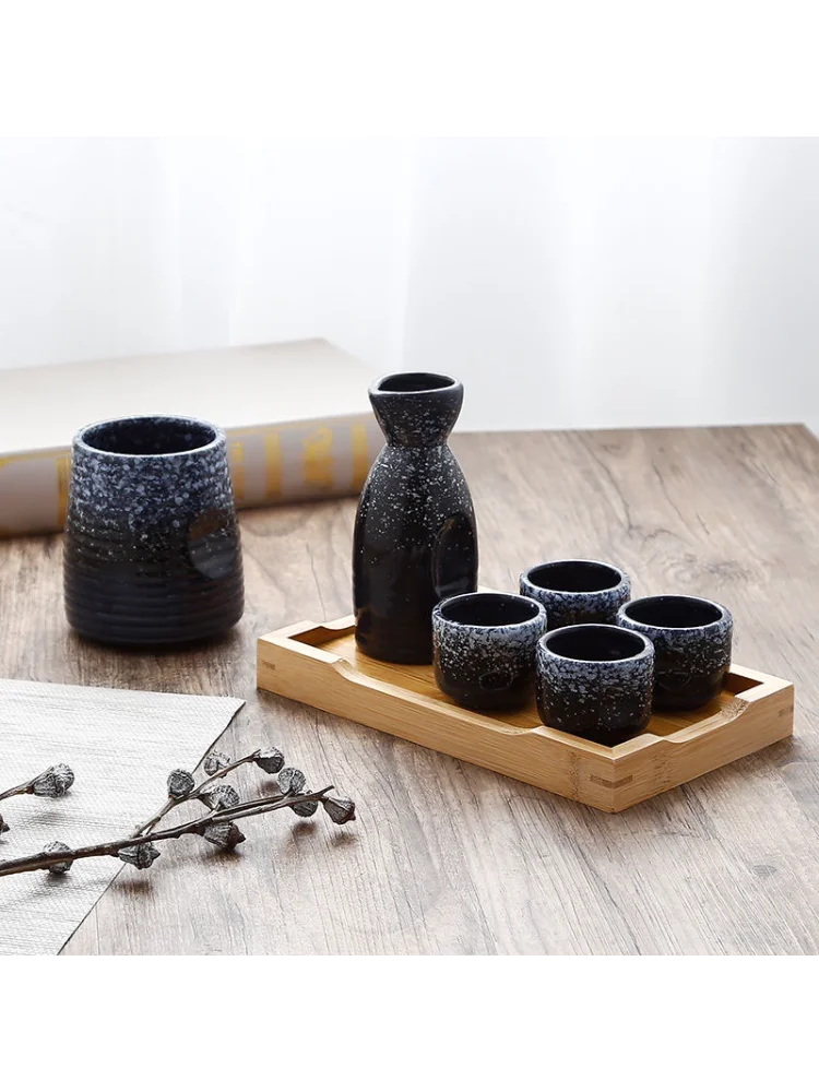 Japanese Ceramic Sake Set with Warmer and Cups for Home Use