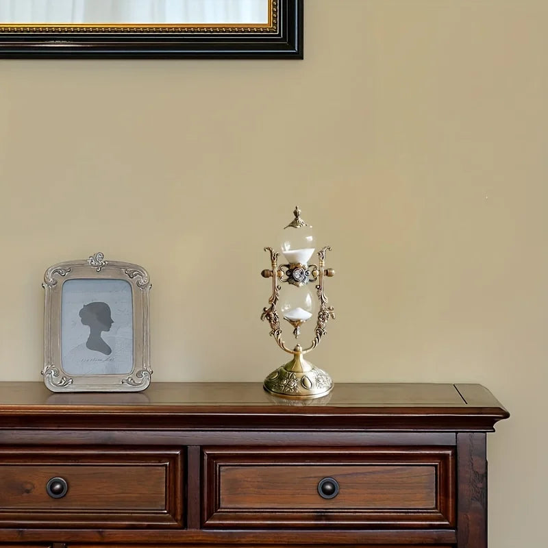 Vintage Metal Sandglass Timer Creative Home Decor Glass Ornament Gift Antique Craft