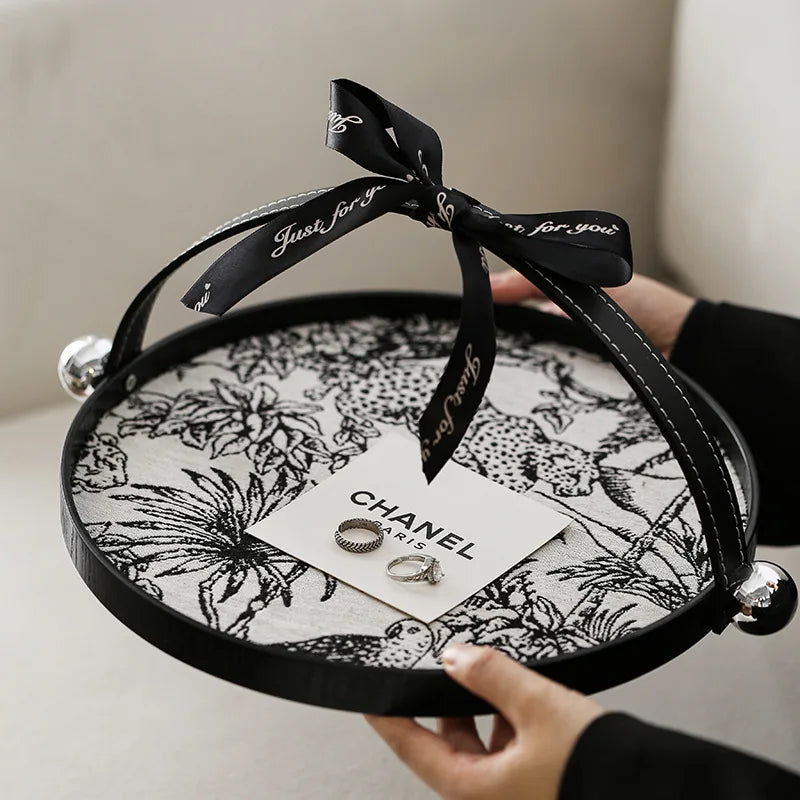 Wooden Entryway Perfume Tray Leather Scented Decorative European Style Jewelry Organizer