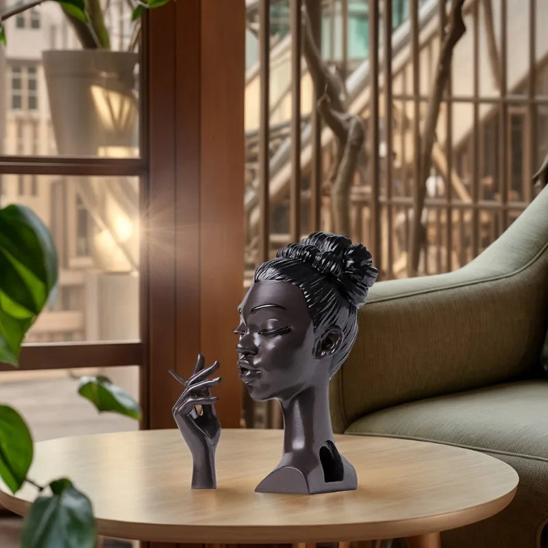 Cross Border New Black Lady Incense Burner Creative Desktop Decor Resin Craft African Sculpture
