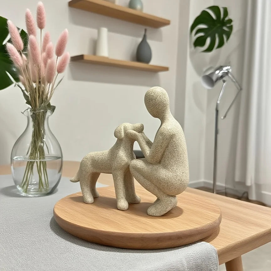 Creative Minimalist Art Figure with Dog Nordic Decor for Living Room Bar Cabinet Couple Home Ornament