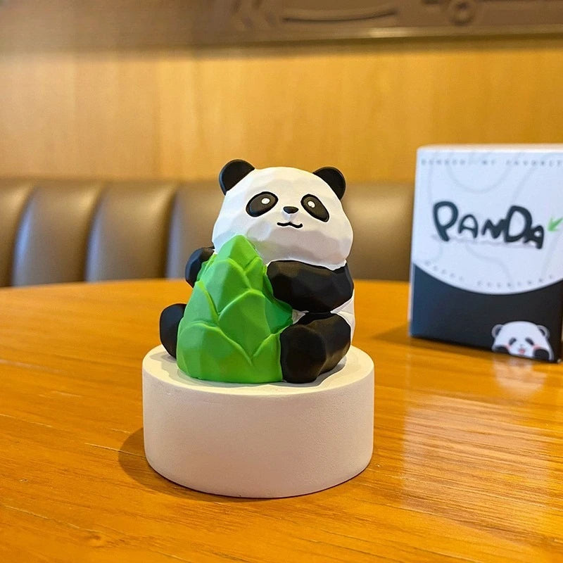 Original Chinese Style Panda Car Ornament Cute Resin Figurine Desktop Decoration