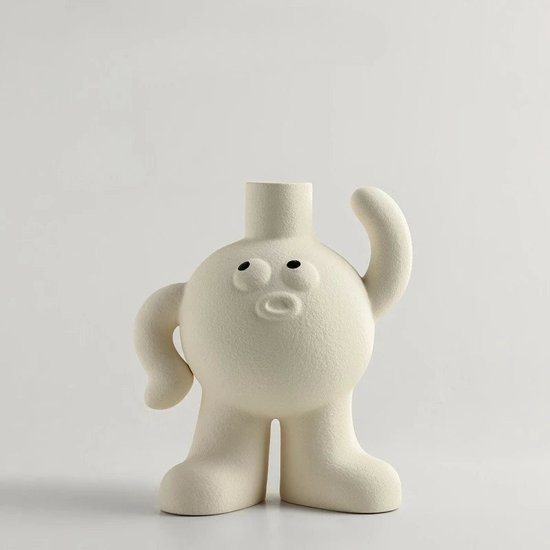 Creative Creamy Big Foot Vase for Home Decor Living Room TV Cabinet Tabletop Cute Flower Pot