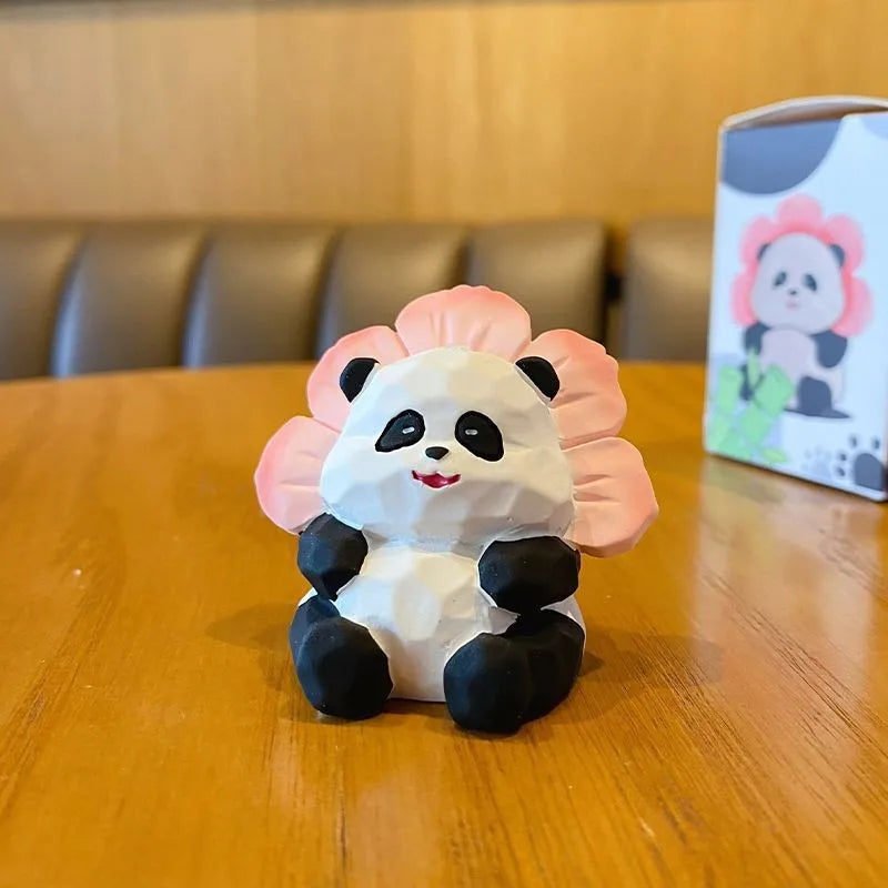 Original Chinese Style Panda Car Ornament Cute Resin Figurine Desktop Decoration