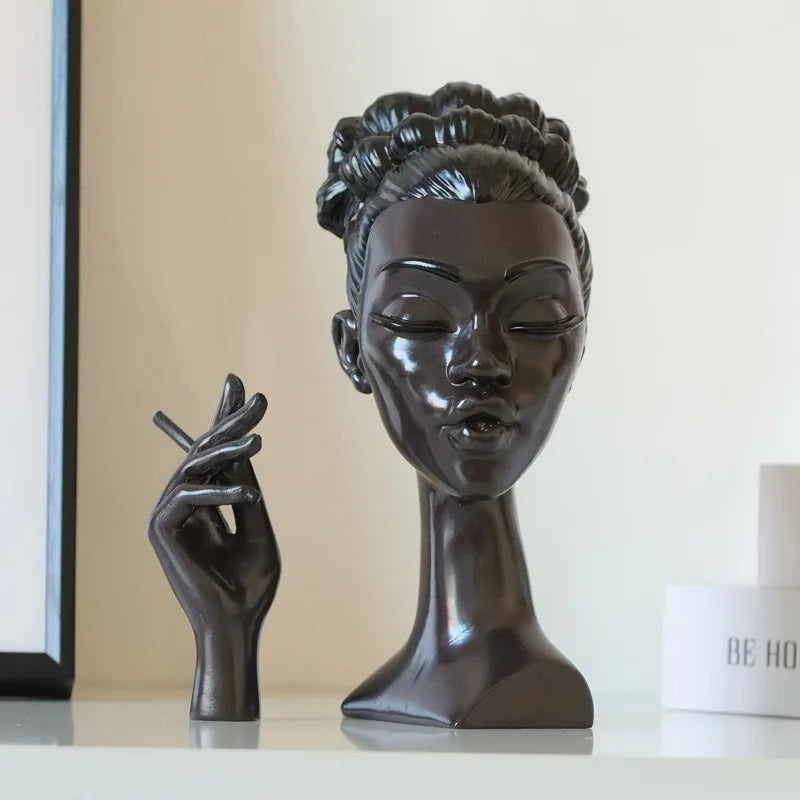 Cross Border New Black Lady Incense Burner Creative Desktop Decor Resin Craft African Sculpture