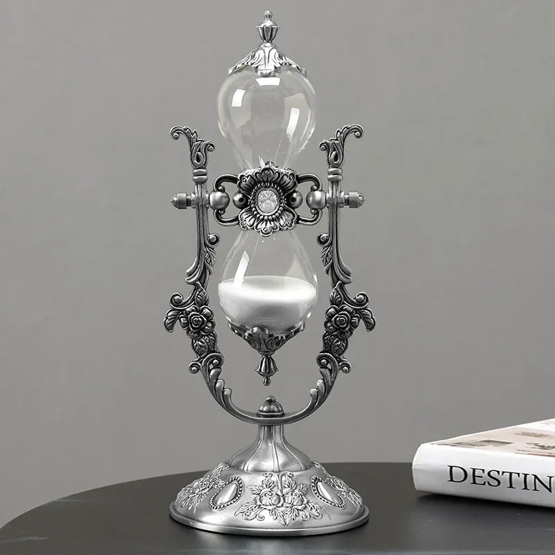 Vintage Metal Sandglass Timer Creative Home Decor Glass Ornament Gift Antique Craft