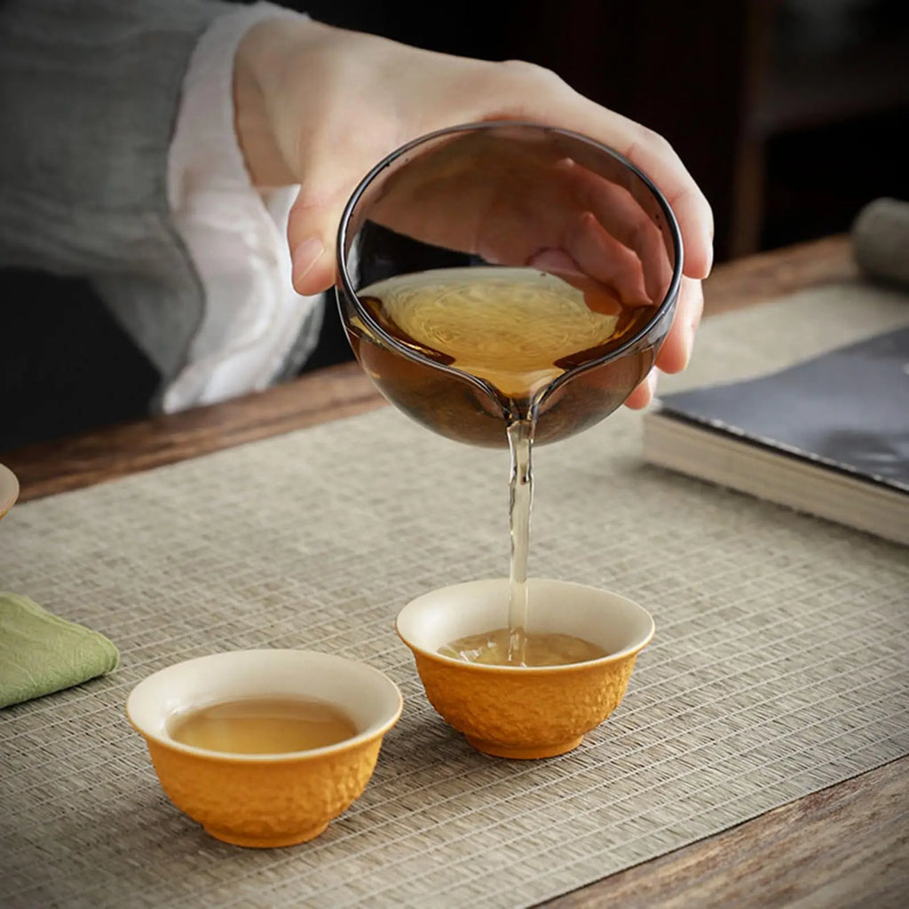 Portable Teapot Set .Travel Kungfu Tea Cup Tangerine Shape Mini Chinese Ceramic Teapot Tea Cup With Travel Bag