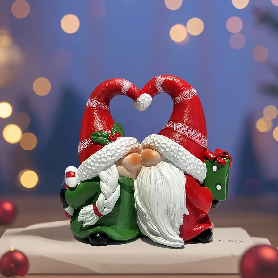 New Resin Christmas Couple Figurine Creative Holiday Decor Home Desktop Ornament Gift