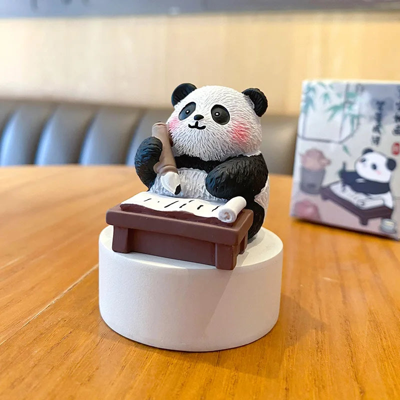 Original Chinese Style Panda Car Ornament Cute Resin Figurine Desktop Decoration