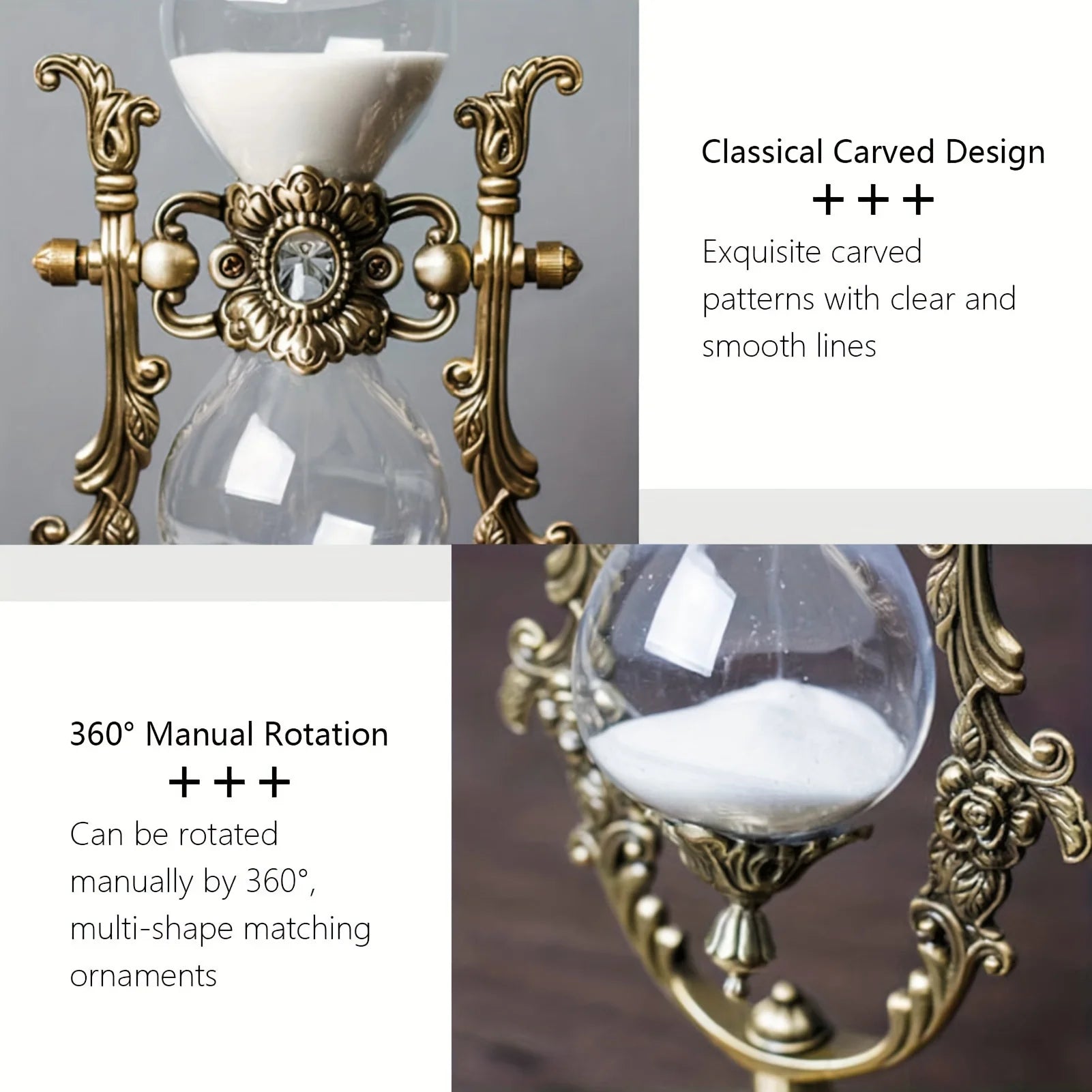 Vintage Metal Sandglass Timer Creative Home Decor Glass Ornament Gift Antique Craft