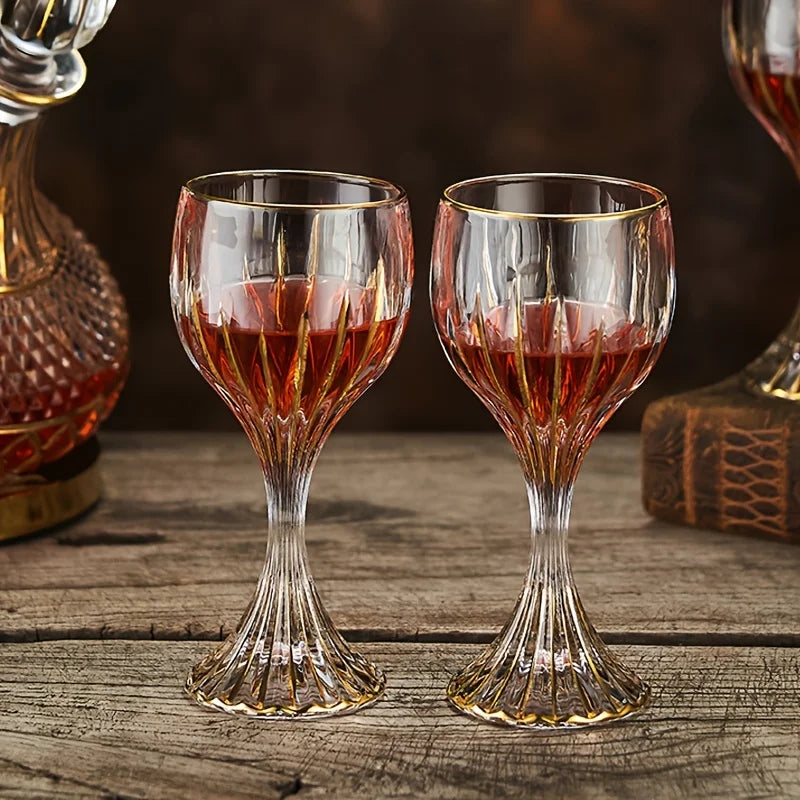 Luxury Crystal Gold Trim Wine Glass Lead Free Elegant Highball Champagne Cup for Home