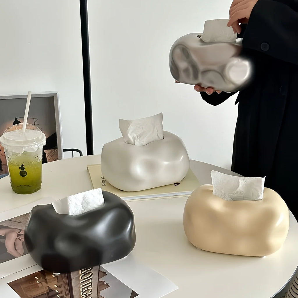 Ceramic Tissue Box Holder Creative Desktop Decor High-end Tabletop Tissue Storage for Living Room