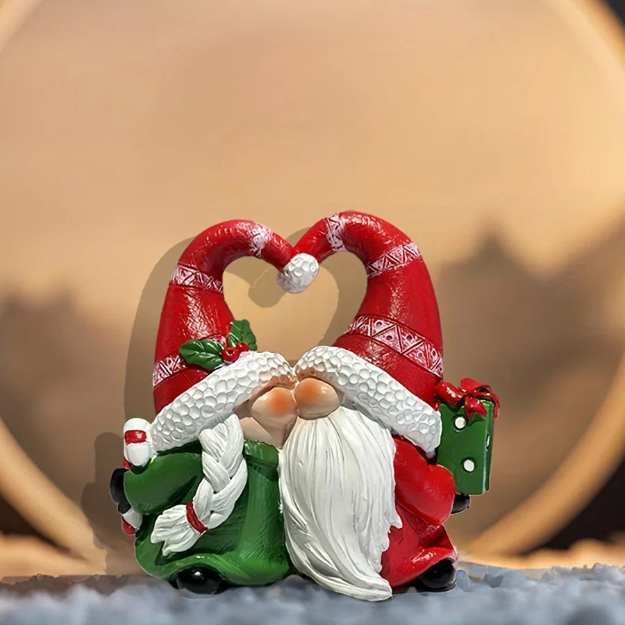 New Resin Christmas Couple Figurine Creative Holiday Decor Home Desktop Ornament Gift