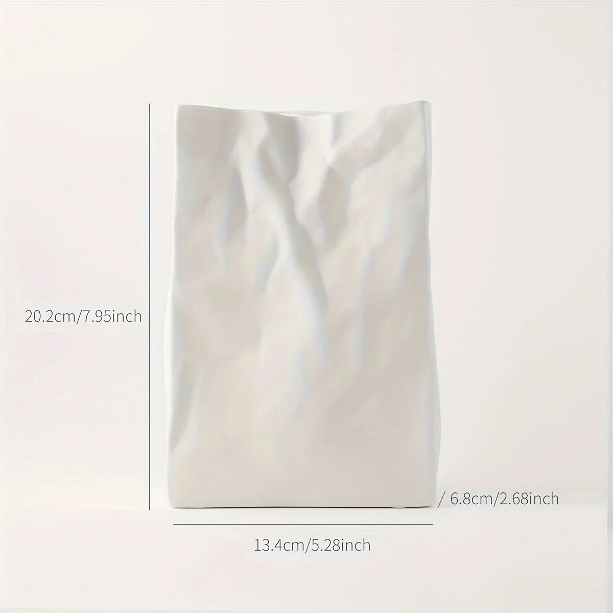 1pc Crinkle Paper Bag Vase, Minimalist Nordic Boho Style Ceramic Vase for Modern Home Decor, Wedding Party, Gift