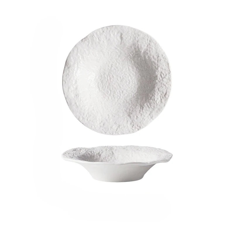 Rock Pattern Ceramic Plate Deep Dish Soup Plate Irregular Salad Bowl Western Dinnerware