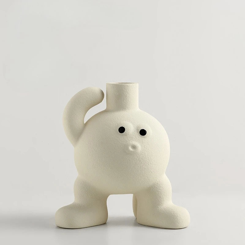 Creative Creamy Big Foot Vase for Home Decor Living Room TV Cabinet Tabletop Cute Flower Pot