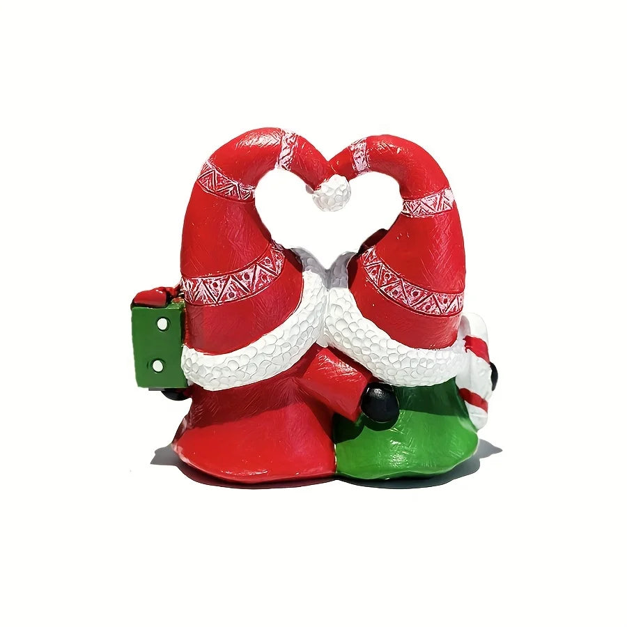 New Resin Christmas Couple Figurine Creative Holiday Decor Home Desktop Ornament Gift